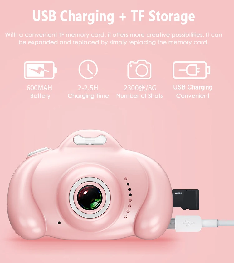 Новинка Детская цифровая мини камера с цветным экраном и двумя объективами 1080P HD