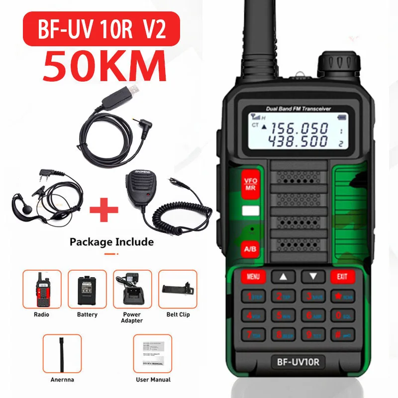 2021 BAOFENG 10 Вт Профессиональная портативная рация UV-10R 50 км 128 каналов VHF UHF