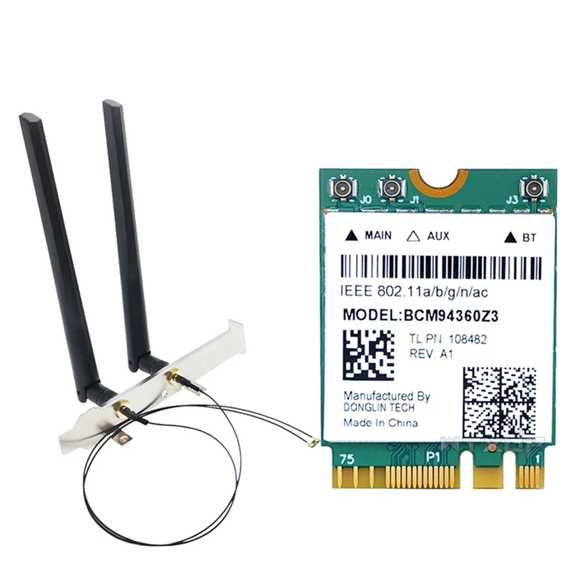 

BCM94360NG Gigabit 5G Dual-Band Built-in Wireless Network Card Bluetooth 4.0 NGFF Adapter Card with External Antenna