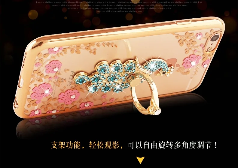 Bling Finger Ring Cat павлин из алмазов Блестящий держатель чехол для телефона Xiaomi 6 Plus 5X Play