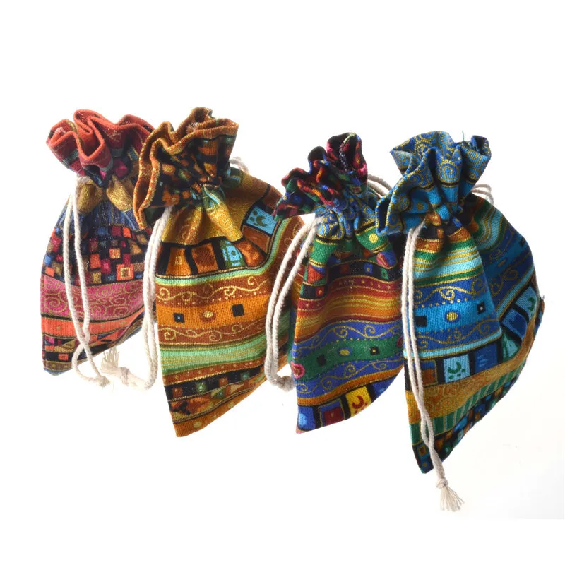 20Pcs/lot Ethnic Wind Cotton Gift Bag Packing Jewelry 10x14cm Drawstring Pouch Cosmetic Wedding Candy Wrappling Reusable Sachet | Дом и сад