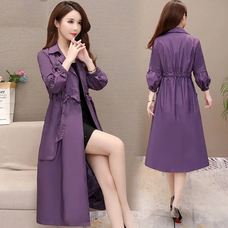 

WinterSpring New Women's Trench Coat Belt Loose Windbreaker Pockets Long Warm Raincoat Overcoat Clothes Big Size M19