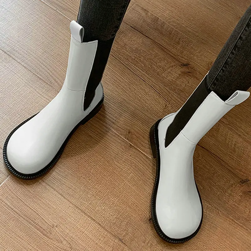 Высококачественные ботильоны Новинка осени 2021 обувь на низком массивном каблуке