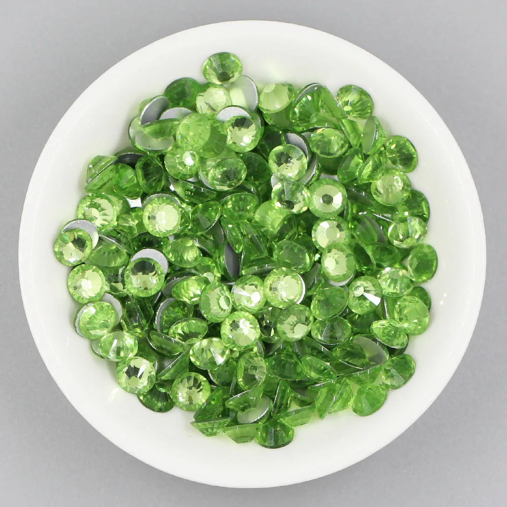 Кристаллический клей для ногтей Peridot Flatback разы стеклянный 3D без горячей фиксации