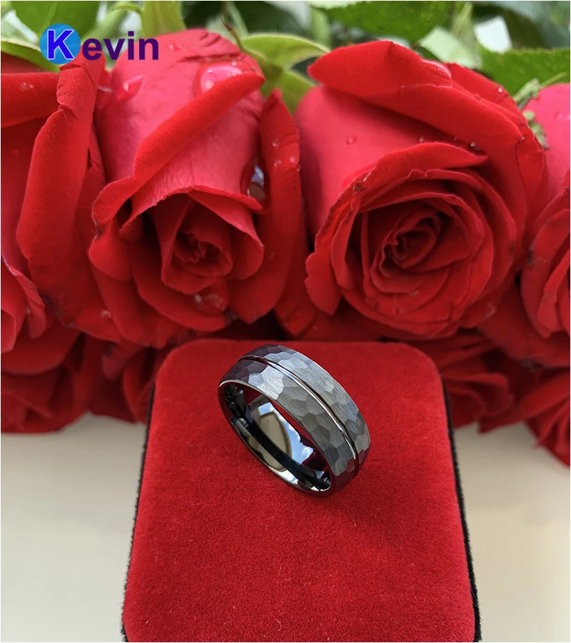 Black Hammer Ring Men Wedding Tungsten With Center Groove Finish New Arrivals | Украшения и аксессуары