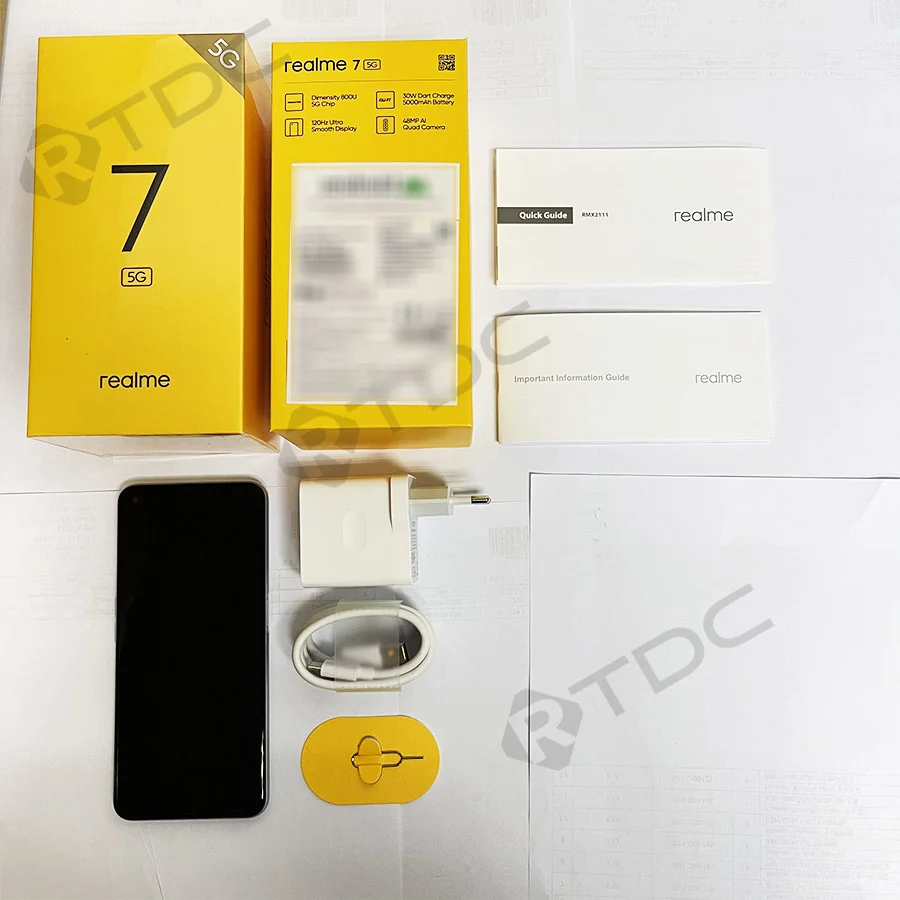 Realme 7 5G 6 5 ''FHD + Dimensity 800U 6/8 ГБ 128 120 Гц Дисплей 48MP Камера 5000 мА/ч 30W Дротика зарядка