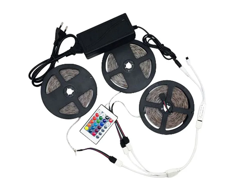 Светодиодный светильник RGB 5050 SMD 2835 гибкая лента fita светодиодный светильник RGB 5 м 10 м 15 М лента диод DC12V 60 светодиодный s 1 м+ управление+ адаптер