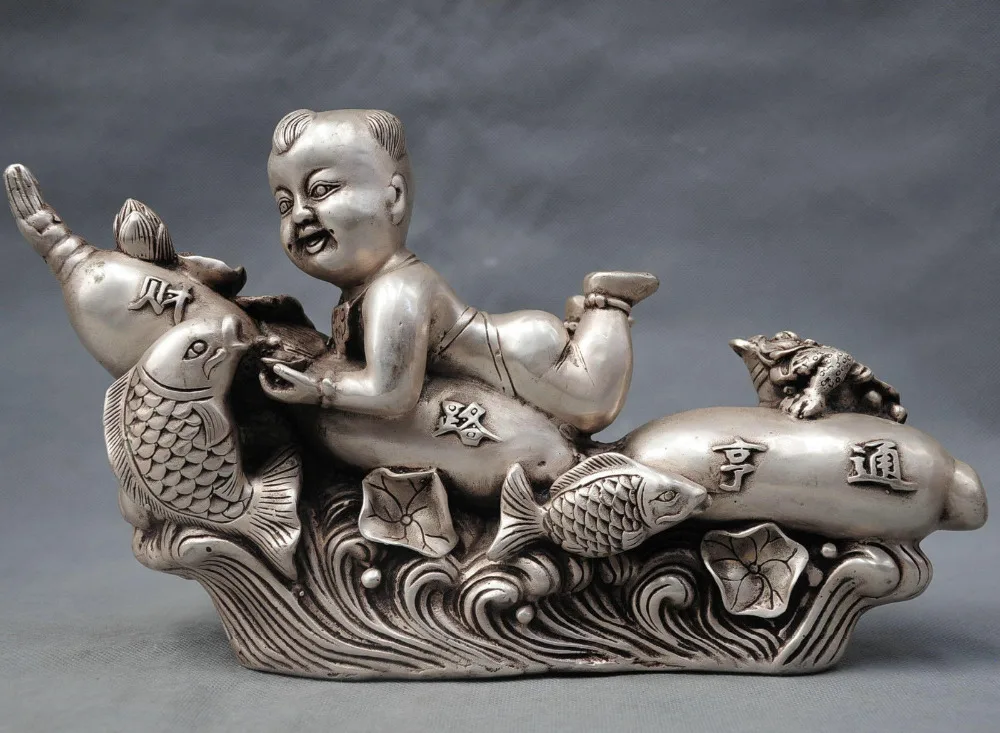 

Китайская Серебристая бронзовая Рыба женьшеня для мальчиков, 12 дюймов