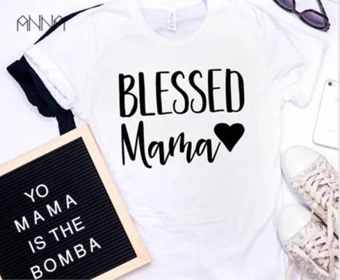 BLESSED Mama Woman Tshirt Plus Size Tee Top Ulzzang T-shirts | Женская одежда