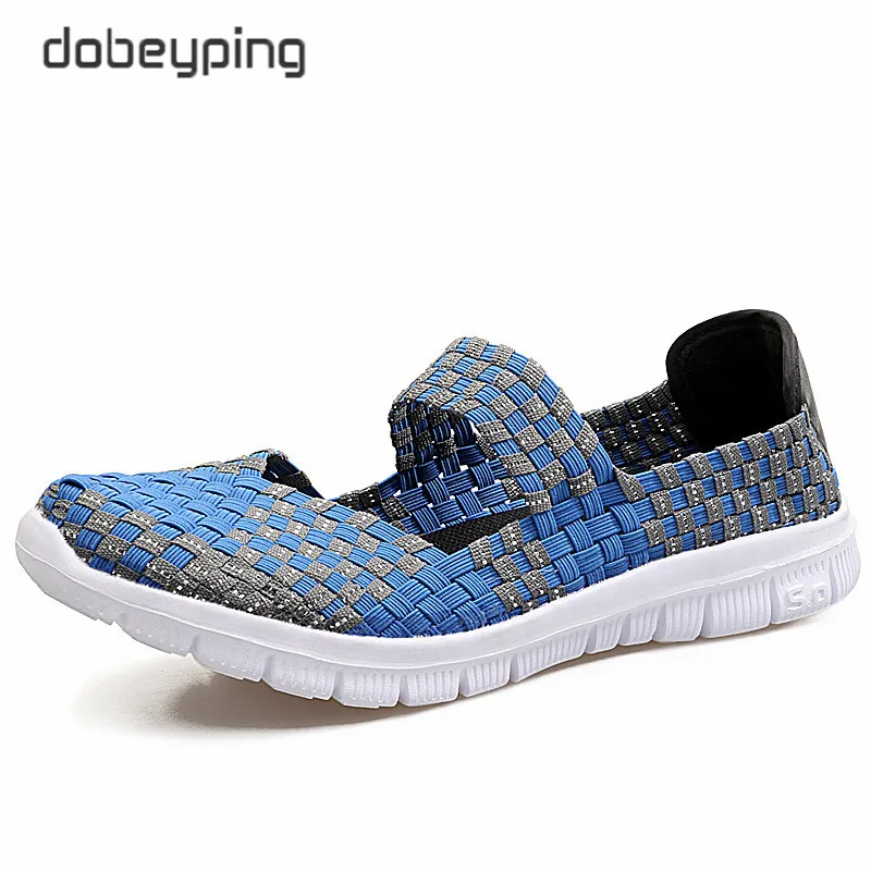 dobeyping Spring Autumn Women's Sneakers Colorful Woven Female Flats Casual Slip On Shoes Woman Light Weight Walking Women Shoe
