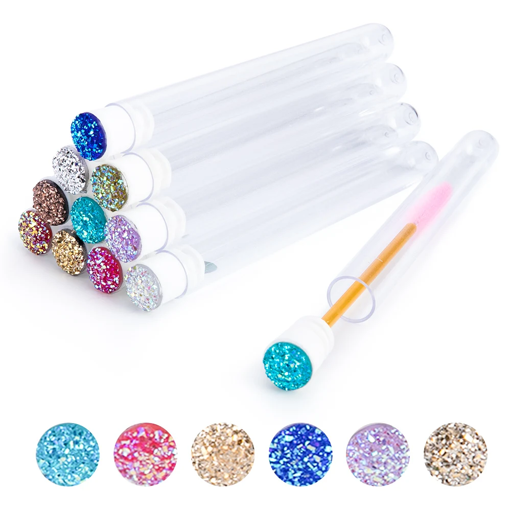 Reusable eyebrow brush tube disposable eyelash replaceable dust-proof Sparkling broken diamond at bottom | Красота и здоровье