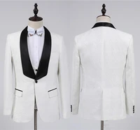 fashion white groom tuxedos groomsmen one button shawl collar best man suit wedding mens blazer suits jacketpantsvestbow tie