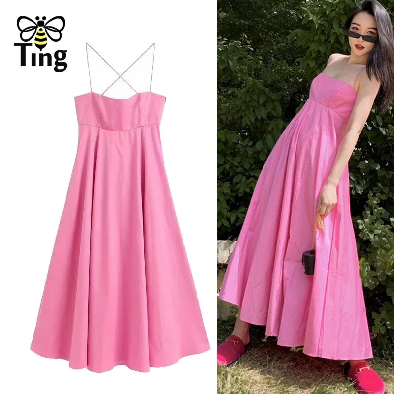 Tingfly винтажное элегантное французское шикарное розовое платье средней длины