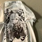 Летняя футболка с аниме-принтом 2022, Корейская Свободная рубашка с коротким рукавом для мужчин и женщин, в стиле преппи, в японском стиле, с двумя размерами, кавайная, для девушек, в стиле хип-хоп