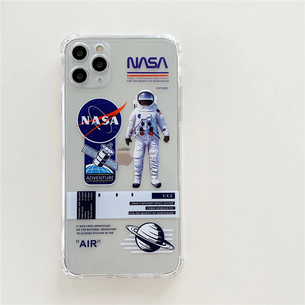 

Fashion Spaceman Two-color Transparent Shockproof TPU Mobile Phone Case Iphone 12 11 PRO MAX XS X XR 8 7 6 PLUS 6S