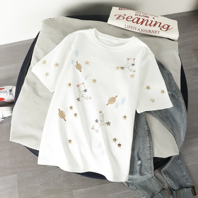 

2021 Women's Summer T Shirt Female O-Neck Women Casual T-Shirts Short Sleeve Casual Tops For Women Tees