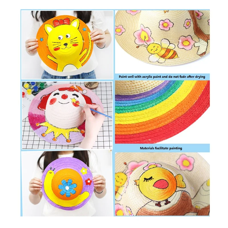Детская летняя шляпа детская соломенная DIY креативные игрушки ручная работа
