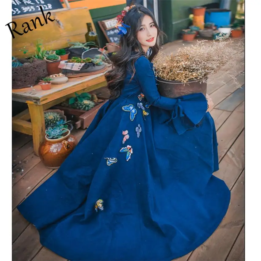 

Rank Vintage Princess Women Maxi Dress Gothic Cosplay Costume Retro Butterfly Halloween Medieval Renaissance Fairy Vestido Party