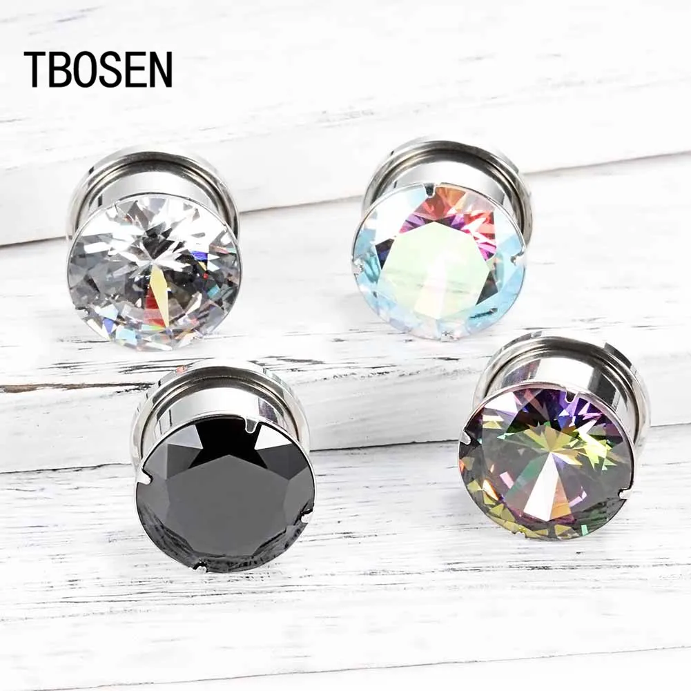 Серьги-туннели из нержавеющей стали с цирконом заглушками Для Пирсинга Ушей