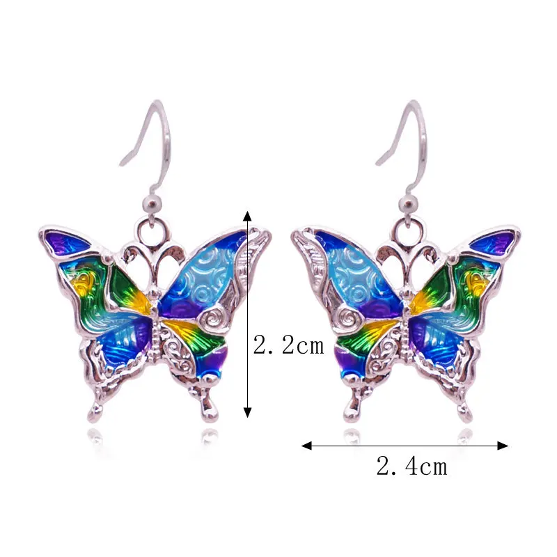 1 пара носков с изображением разноцветной эмалью в виде бабочки серьги модные