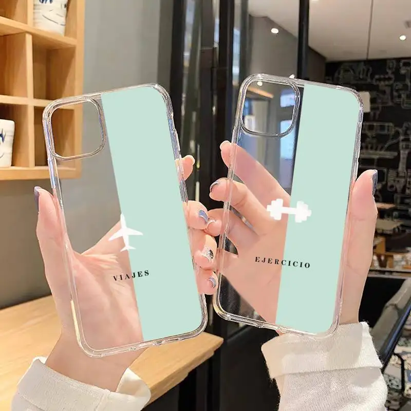 

cortoon funny Life Signs fresh green Phone Case Transparent for iPhone 6 7 8 11 12 s mini pro X XS XR MAX Plus SE cover funda