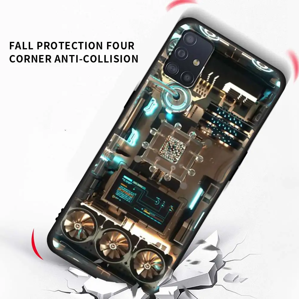 

KA0993_Inside Electronics Very Cool Case For Samsung Galaxy A51 A71 A21s M31 A31A11 A91 A41 A21 M51 M21 F41 Black Shell Coque