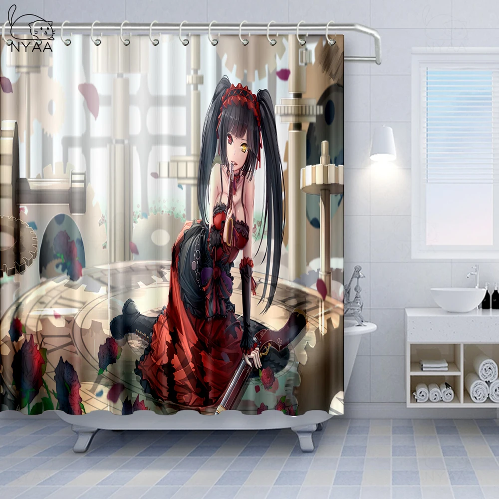 NYAA Date A Live Tokisaki Kurumi занавеска для душа утолщенная 12 крючков ванной