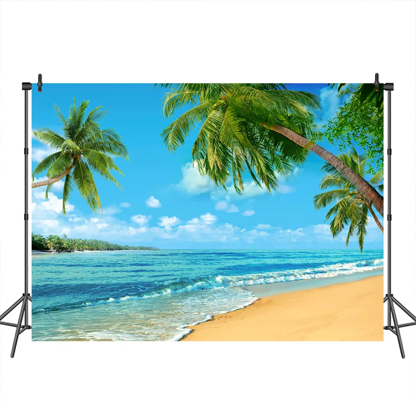 

Neoback Summer Backdrop for Photo Shoots Holiday Beach Sea Photographic Background Coconut Tree Sky Banner for Photographing