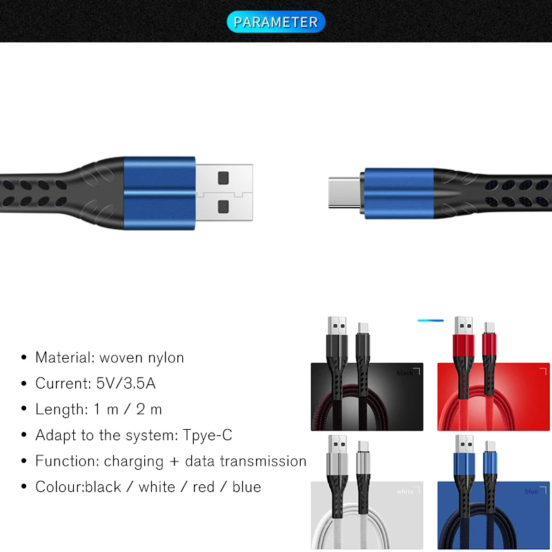 1 м длинный usb кабель type C для быстрой зарядки huawei mate 20 10 lite P20 Pro Nova 3e 3i Honor 9 V20