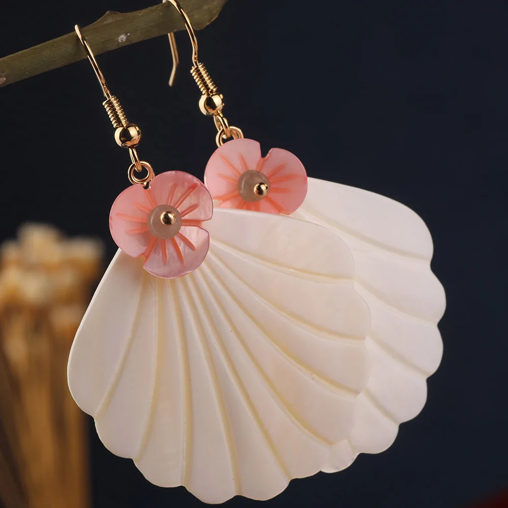 Модные большие серьги с натуральным волнистым цветком Винтажные Ювелирные