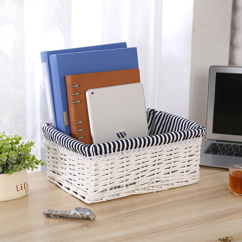 Плетеная тканевая корзина для хранения косметики ручной работы органайзер