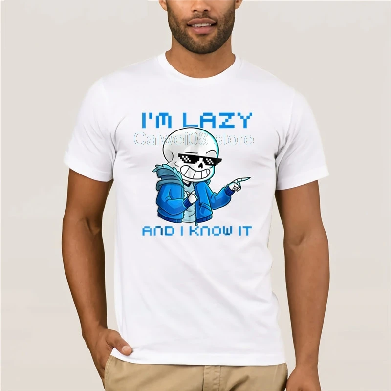 Персональная футболка Sans Skeleton Im Lazy And I Know It Playera сексуальная летняя модная уличная