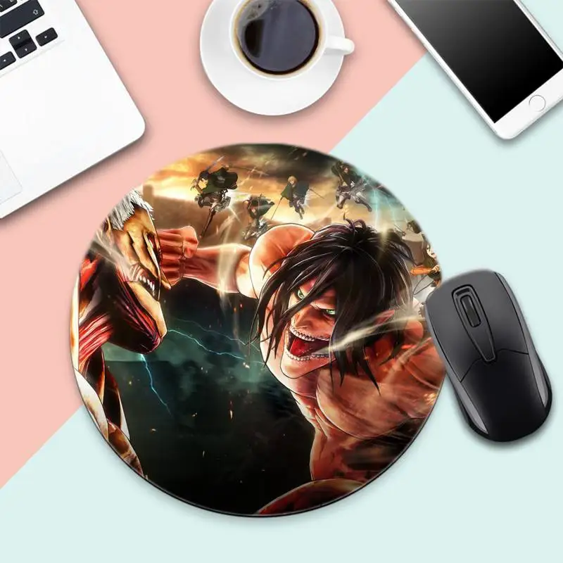 

anime attack on titan DIY Design Pattern Game mousepad Round Non-slip Cushion