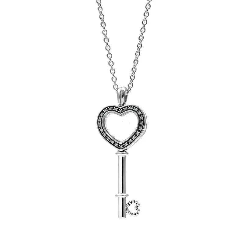 

Classic Original Pans S925 Sterling Silver the Key of Heart Lock Pendant Necklace For Women Girlfriend Luxury Jewelry Gift