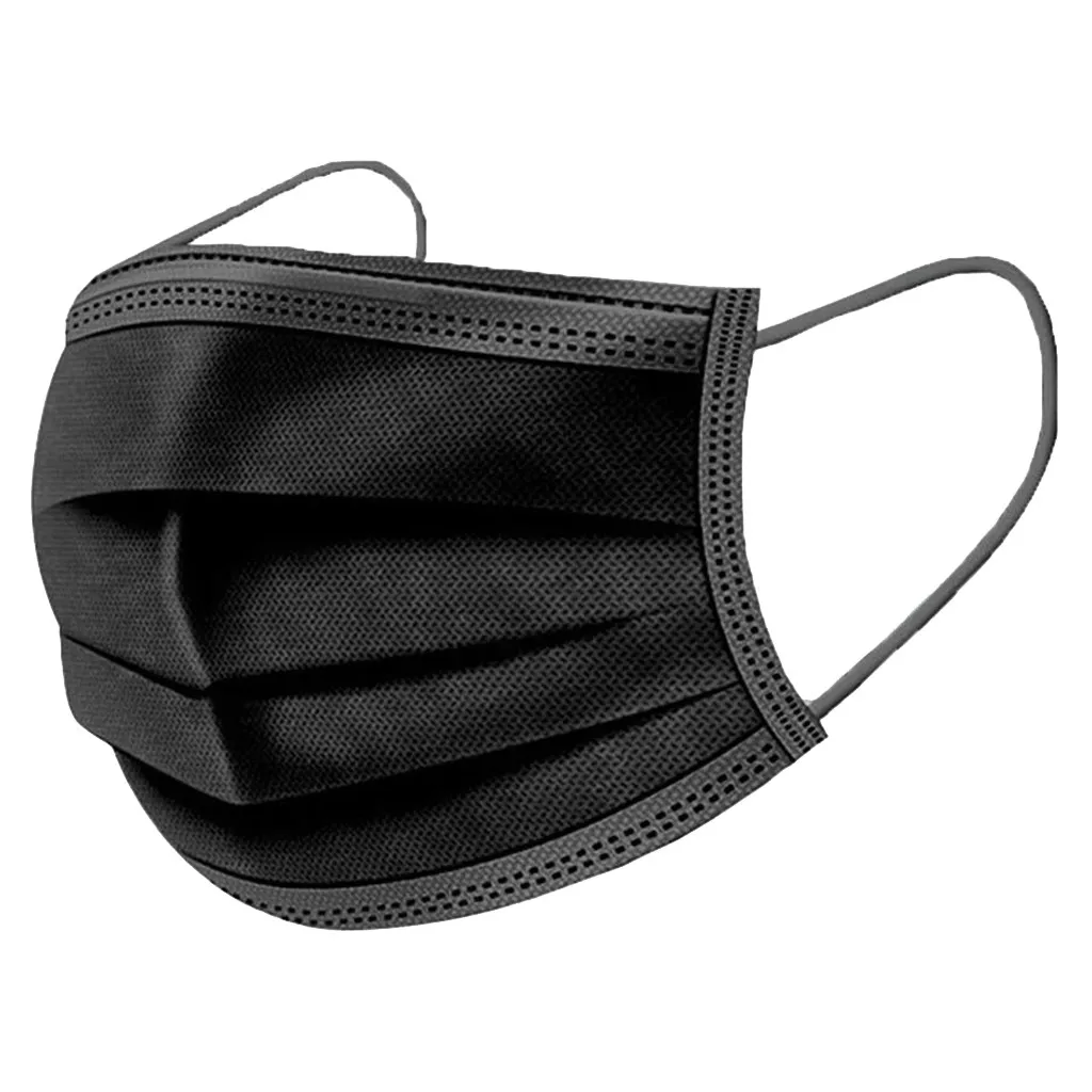 10/20/50/100/200/600 pcs Disposable Masks Non-woven Face 3 layer Ply Filter Anti Dust Breathable Adult Mouth Mask Black | Красота и