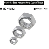 grade 4 8 steel white zinc plated hexagon nuts coarse thread m2 m2 5 m3 m3 5 m4 m5 m6 m8 m10 m12