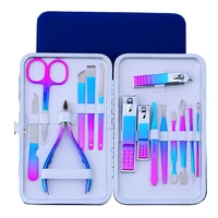 manicure pedicure set nail clippers kit 15pcs stainless steel hygiene kit portable nail trimming set and grooming tools rainbow