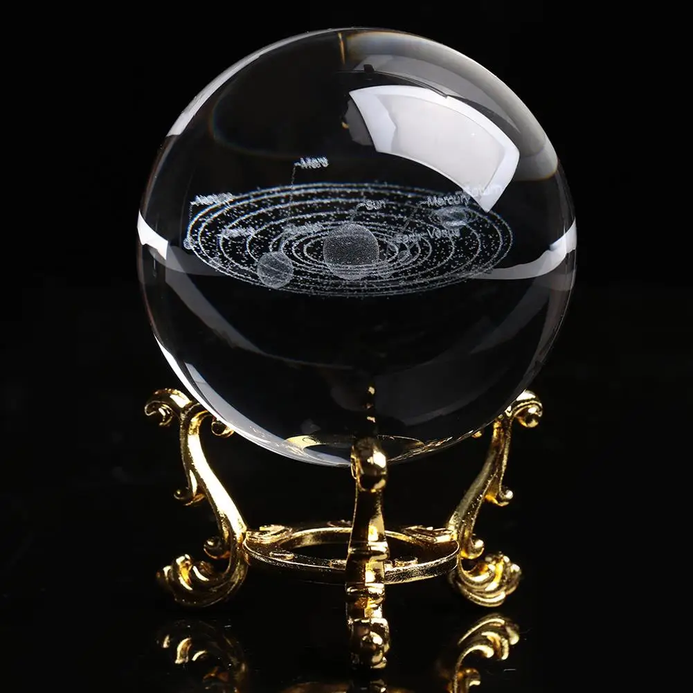 Glass Ball Laser Engraved Home Decor Creative 3D Fashion for Astrophile Crystal Quartz Planets Model Gift Craft | Дом и сад