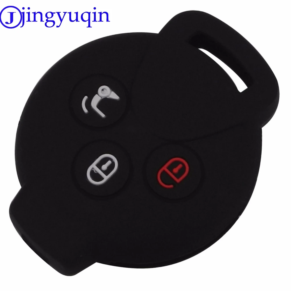 

jingyuqin 3 Buttons Silicone Car Key Case Cover For Benz Smart Fortwo for Roadster Forfour Shell Protect
