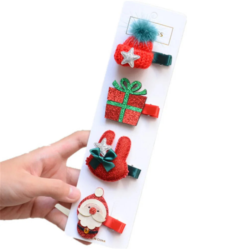 

Christmas Holiday Gift ornaments Decoration Children Hairpin Headdress Baby Snowman Christmas Tree Bow Wholesale