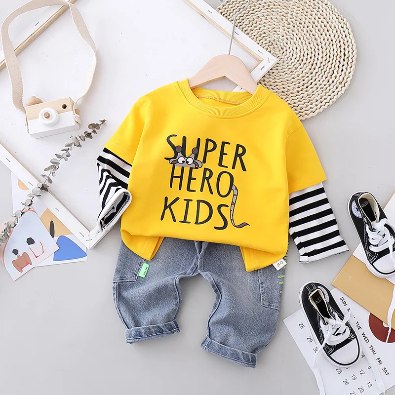 

New Spring Autumn Children Fashion Clothes Baby Boys Girls Cartoon T Shirt Pants 2pcs/sets Kids Cotton Costume Infant Tracksuit