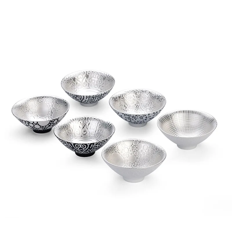 Чашка для чая из чистого серебра 999 пробы керамическая чашка инкрустированная