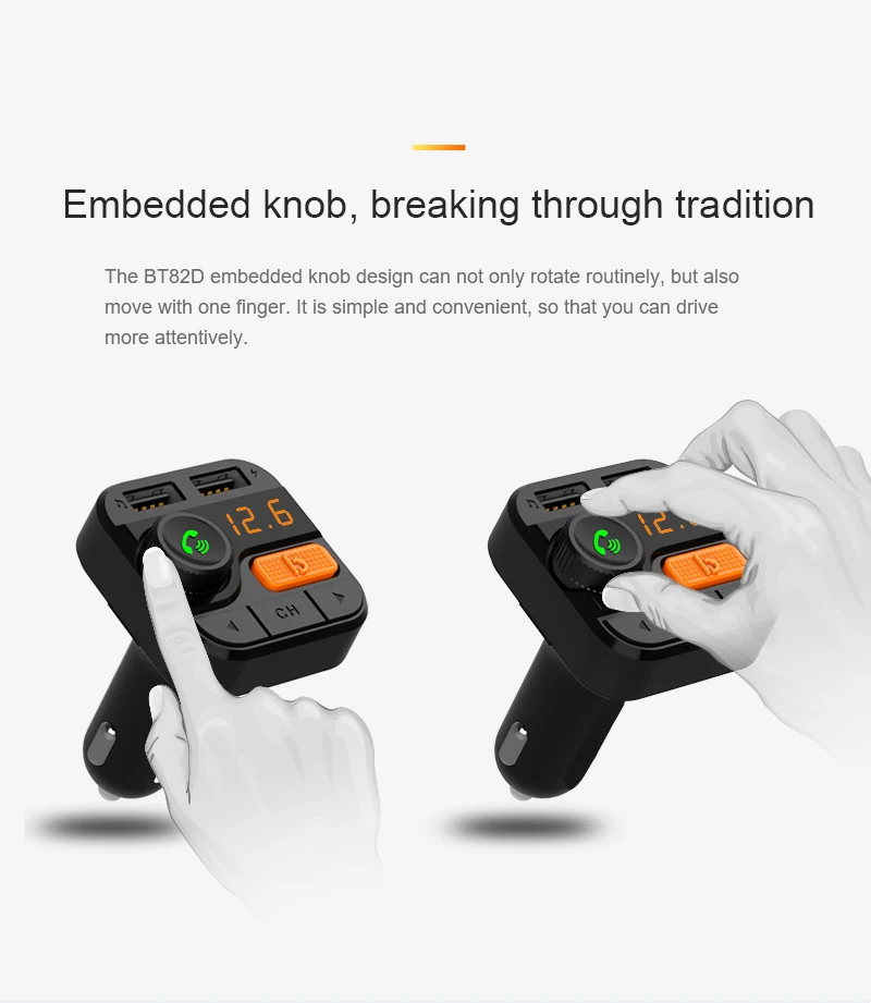 BT82D Bluetooth V5.0 автомобильный комплект MP3-плеер fm-радио Bluetooth Handsfree автомобильный комплект беспроводной fm-передатчик модулятор с USB зарядкой