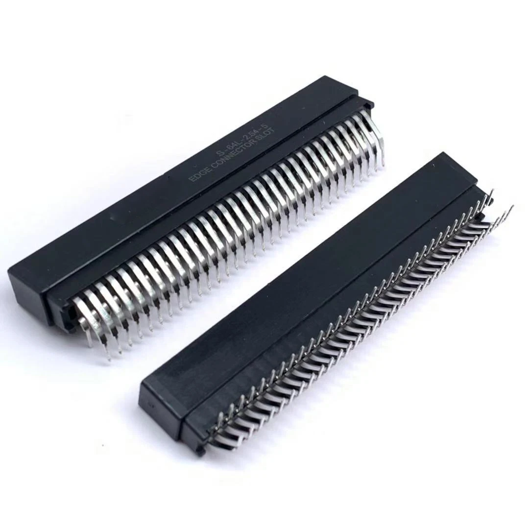 

New 20PCS/LOT S-64L-2.54-5 64P 2*32 Goldfinger bent foot slot EDGE CONNECTOR SLOT