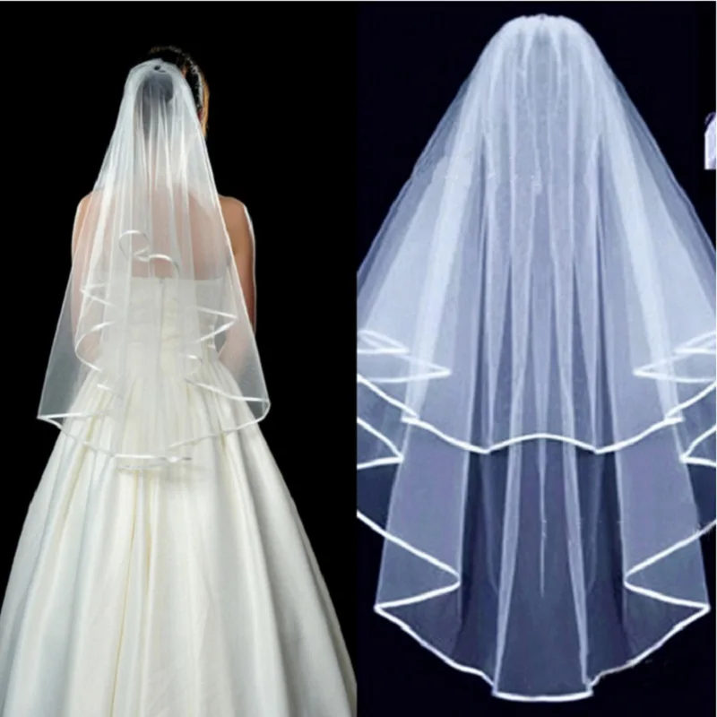 

Top Sale Simple Short Tulle Wedding Veils Two Layer With Comb White Ivory Bridal Veil for Bride for Marriage Wedding Accessories