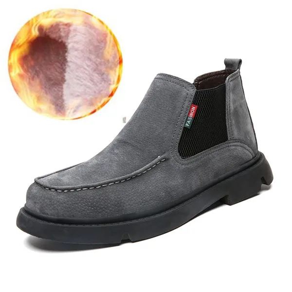2019 ботинки Челси мужские замшевые без шнурков Мужская зимняя обувь Повседневные