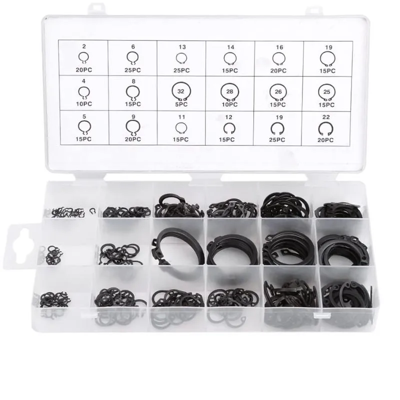 Набор стопорных колец 300 шт. зажимы типа C для наружного и внутреннего удержания