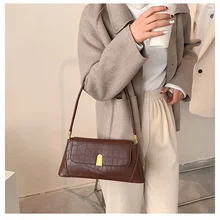 Fashion Exquisite Shoulder Bag Retro Casual Women Totes Shopping Bags Female PU Leather Solid Color Strap Handbag for Lady 2021
