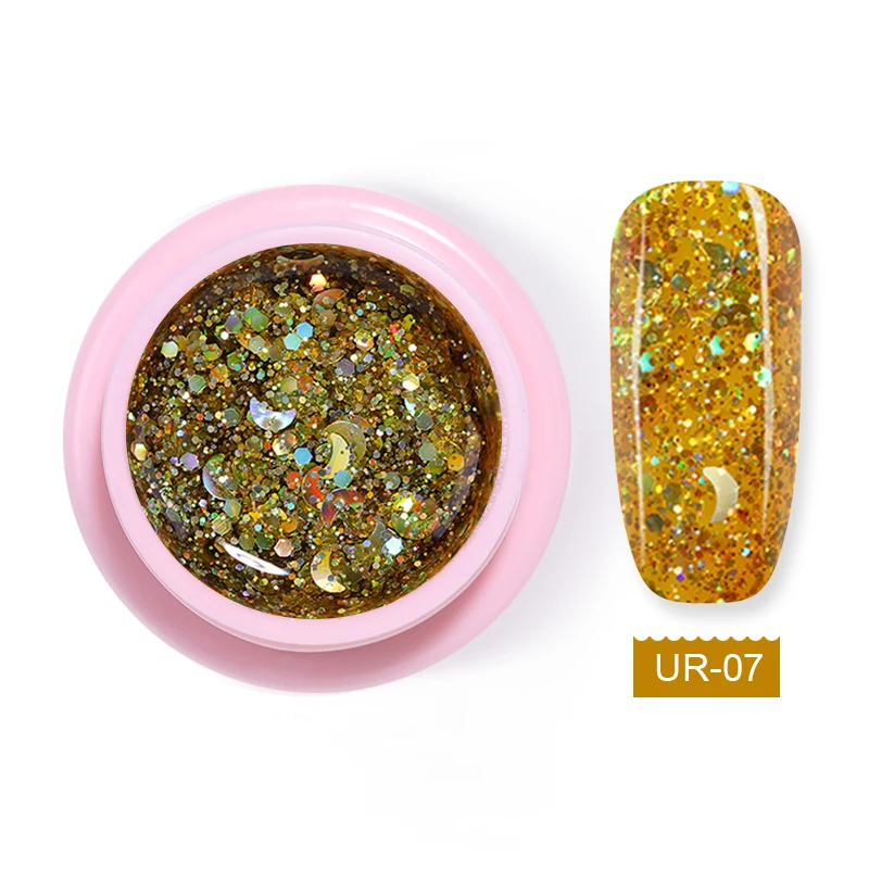 5ml UR -07 UR SUGAR Золотой Серебряный гель для ногтей с блестками лак Звезда Луна бабочка замачивать УФ светодиодный гель покрытые лаком ногти искусство маникюрный лак - Цвет: 5ml UR -07