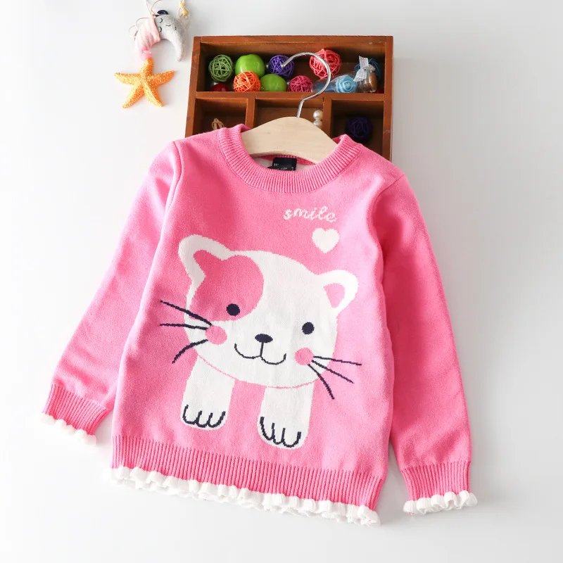 Свитера для девочек Зимняя теплая плотная трикотажная одежда Топы маленьких